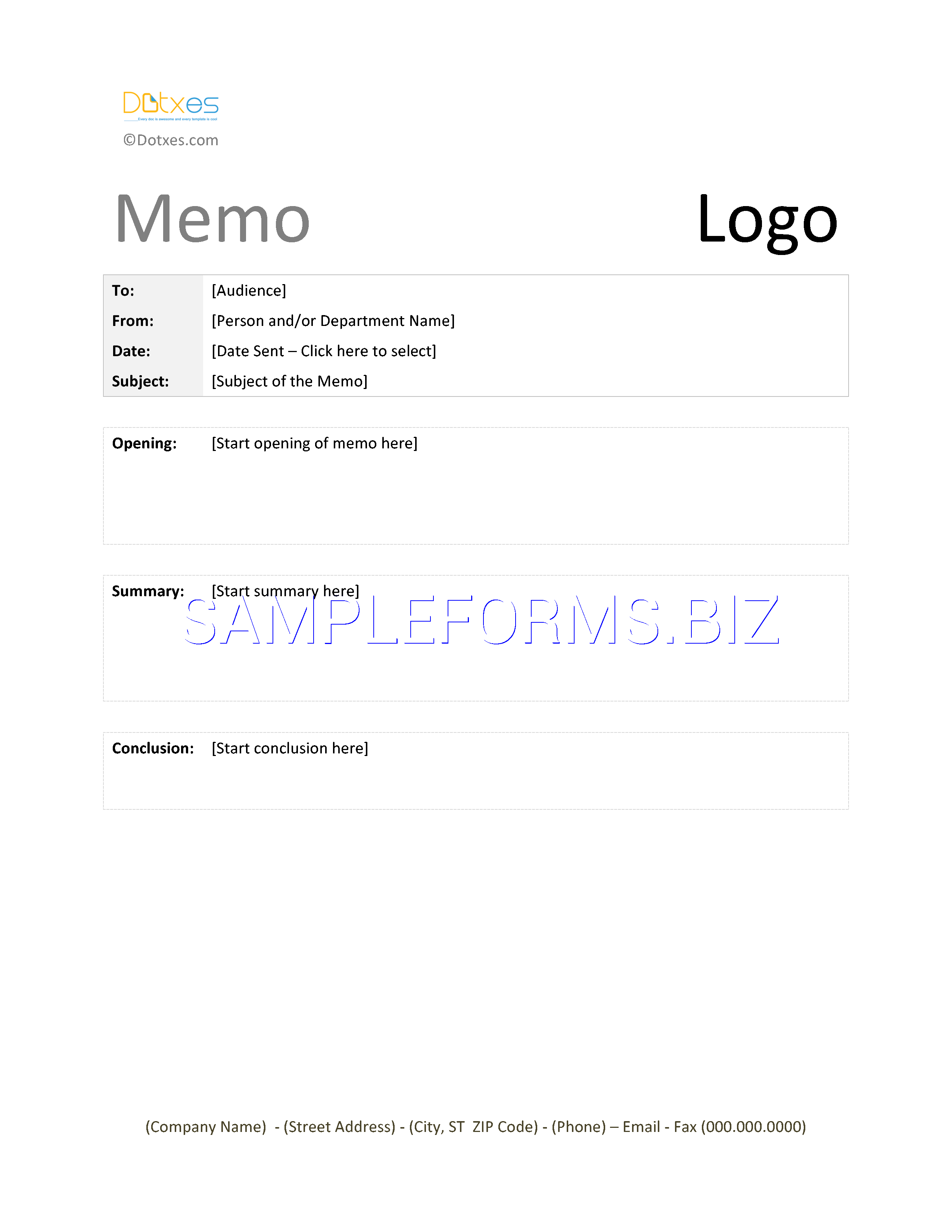 Preview free downloadable Casual Memo Template in PDF (page 1)